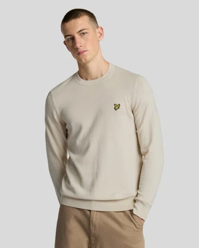 Lyle & Scott Cotton Merino Crew Neck Sweater In White