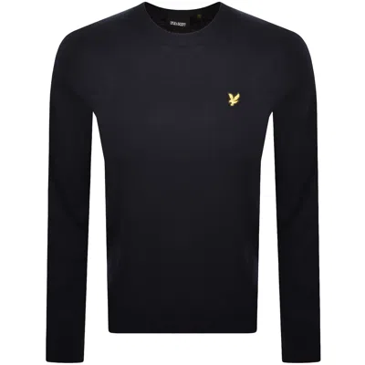 Lyle & Scott Lyle And Scott Cotton Merino Jumper Navy In Blue