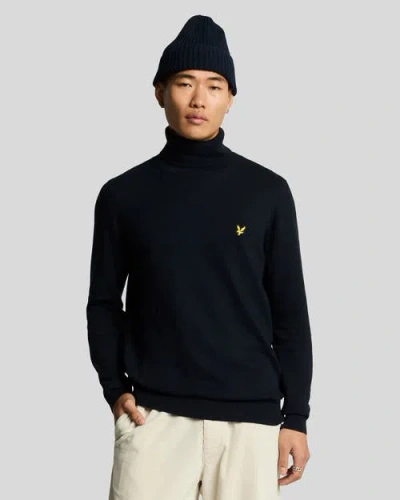 Lyle & Scott Cotton Merino Turtleneck Sweater In Black