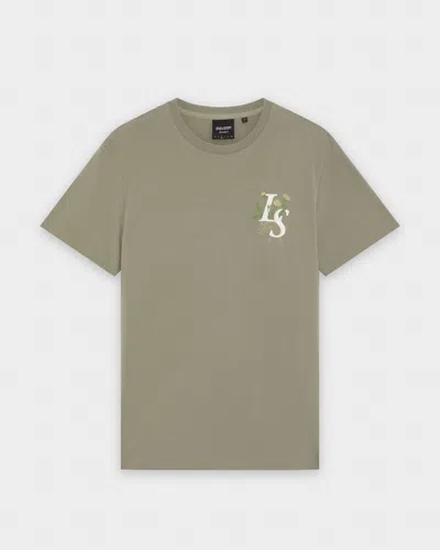 Lyle & Scott Dandelion Script Mens Graphic T-shirt In Brown