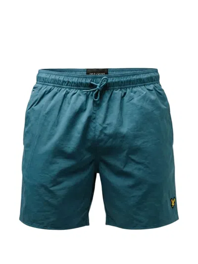 Lyle & Scott Drawstring-waist Logo-patch Swim Shorts In Blue