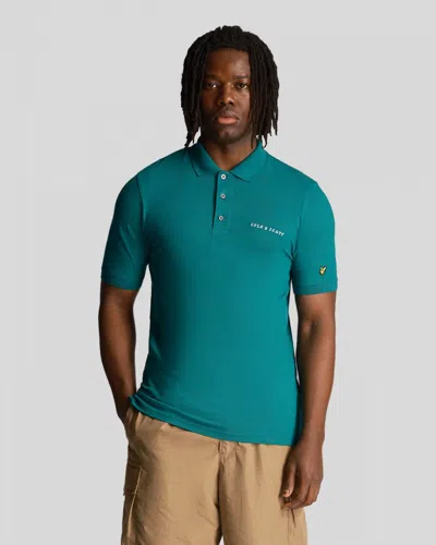 Lyle & Scott Embroidered Mens Polo Shirt In Blue
