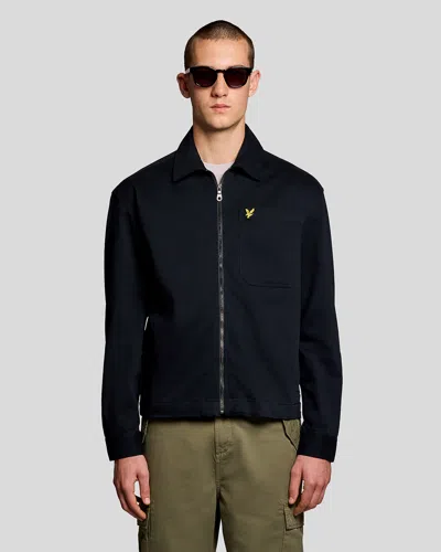 Lyle & Scott Enzyme Wash Mens Zip Overshirt In Black