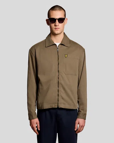 Lyle & Scott Enzyme Wash Mens Zip Overshirt In Brown