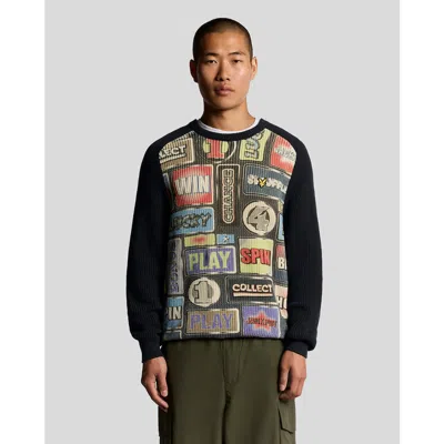 Lyle & Scott Fruit Machine Graphic Crew Neck Sweater In Black