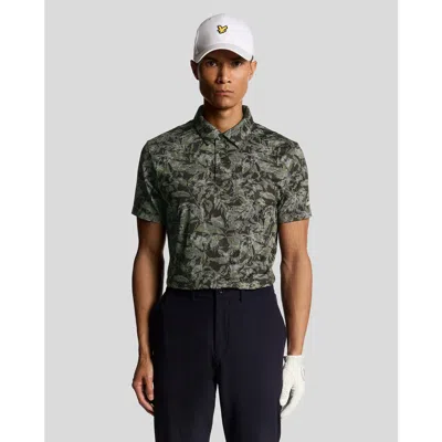 Lyle & Scott Golf Digital Floral Polo Shirt In Black