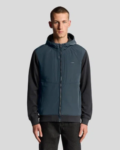 Lyle & Scott Half Raglan Hybrid Hoodie In Blue