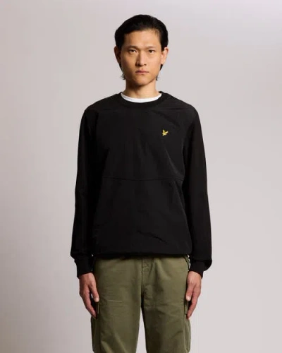 Lyle & Scott Half Raglan Hybrid Long Sweatshirt In Black