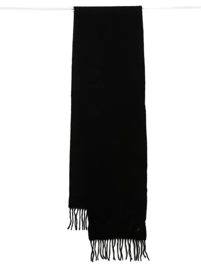 Lyle & Scott Logo-embroidered Scarf In Black