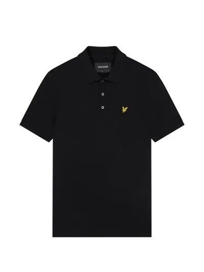 Lyle & Scott Logo-patch Cotton Polo Shirt In Black