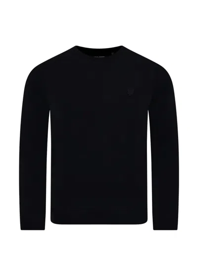 Lyle & Scott Logo-patch Crew-neck Sweater In Black