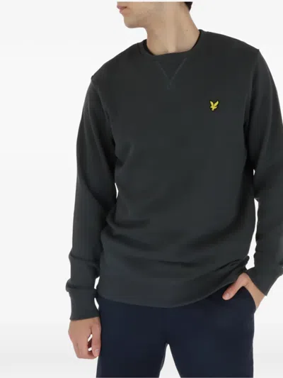 Lyle & Scott Logo-patch Crew-neck Sweater In Gray