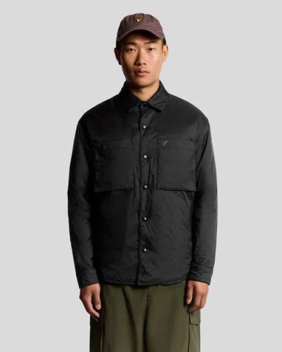 Lyle & Scott Long Sleeve Collared Insulated Overshirt In Black