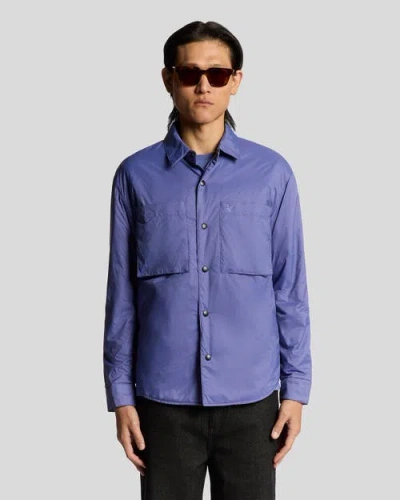 Lyle & Scott Long Sleeve Collared Insulated Overshirt In Blue