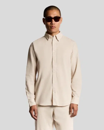 Lyle & Scott Long Sleeve Micro Corduroy Shirt In Neutral