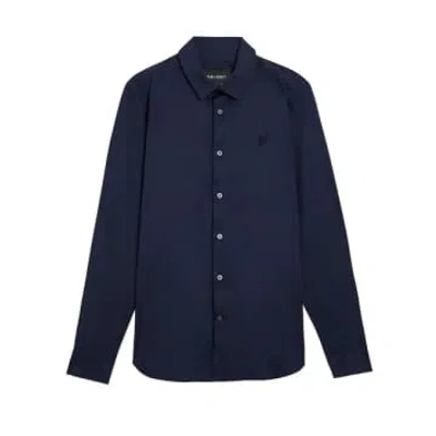 Lyle & Scott Lw1115ton Ls Slim Fit Poplin Shirt In Navy In Blue