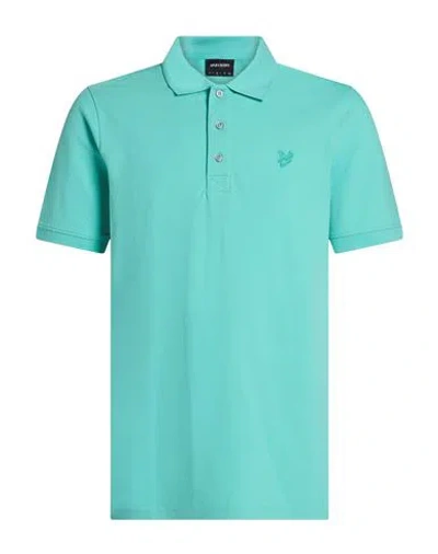 Lyle & Scott Man Polo Shirt Turquoise Size M Cotton, Elastane In Blue