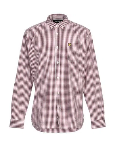Lyle & Scott Man Shirt Burgundy Size S Cotton, Elastane In Multi
