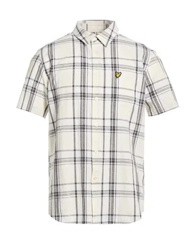 Lyle & Scott Man Shirt Cream Size M Cotton, Linen In Gray
