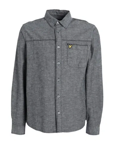 Lyle & Scott Man Shirt Grey Size M Cotton, Linen