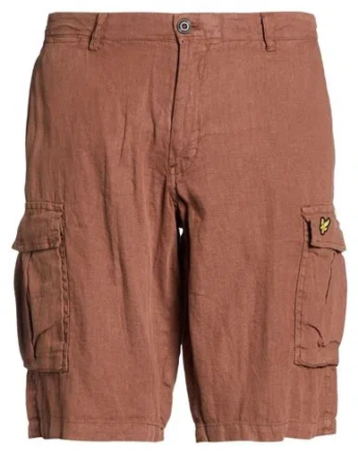Lyle & Scott Man Shorts & Bermuda Shorts Brown Size 34 Linen In Burgundy