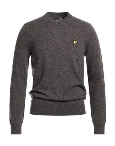 Lyle & Scott Man Sweater Charcoal Size S Lambswool, Nylon In Gray