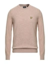 Lyle & Scott Man Sweater Sand Size M Lambswool, Nylon In Neutral