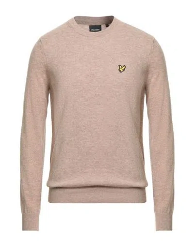 Lyle & Scott Man Sweater Sand Size M Lambswool, Nylon In Neutral