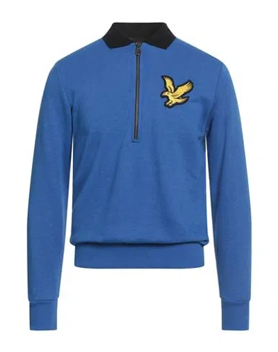 Lyle & Scott Man Sweatshirt Azure Size Xxl Cotton, Polyester In Blue