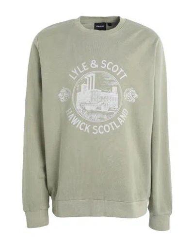 Lyle & Scott Man Sweatshirt Sage Green Size Xl Cotton, Elastane