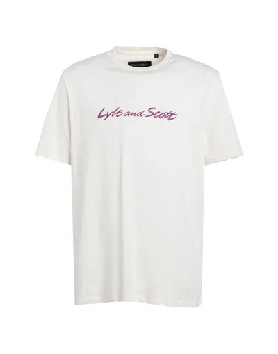 Lyle & Scott Man T-shirt Ivory Size L Cotton In White