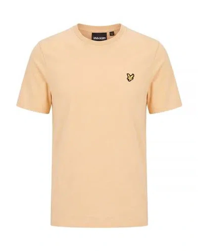 Lyle & Scott Man T-shirt Apricot Size M Cotton In Orange