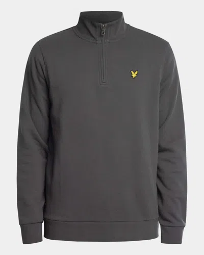 Lyle & Scott Mens Embroidered Quarter Zip Sweatshirt In Gray