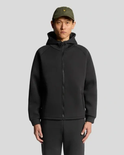 Lyle & Scott Neoprene Zip Through Hoodie In Black
