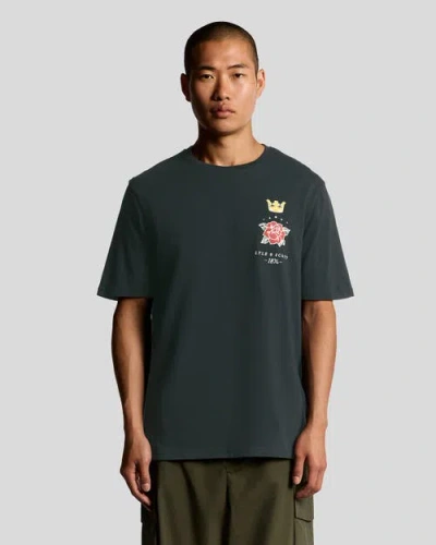 Lyle & Scott Rose And Crown Graphic T-shirt In Brown