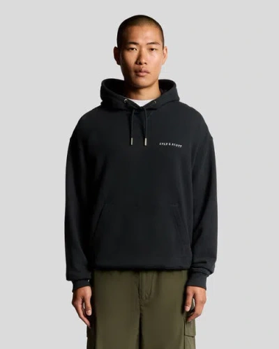 Lyle & Scott Script Brushback Pullover Hoodie In Black