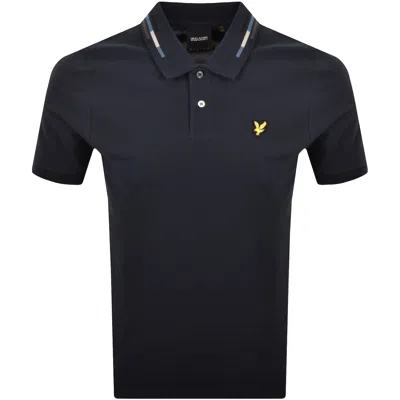 Lyle & Scott Lyle And Scott Striped Tipped Polo T Shirt Navy In Blue