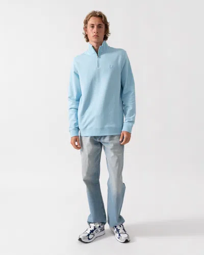 Lyle & Scott Superfine Mens Quarter Zip Sweatshirt In Blue