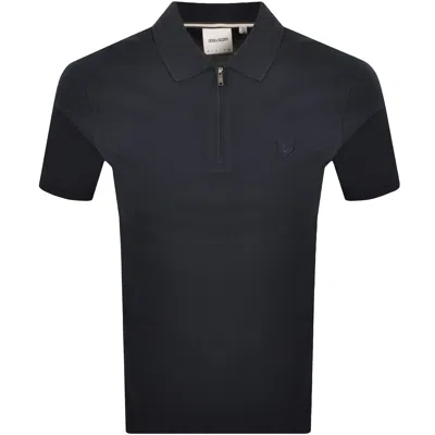 Lyle & Scott Lyle And Scott Superfine Zip Polo T Shirt Blue In Black
