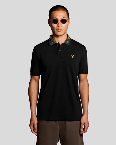 Lyle & Scott Tartan Collar Mens Polo Shirt In Black