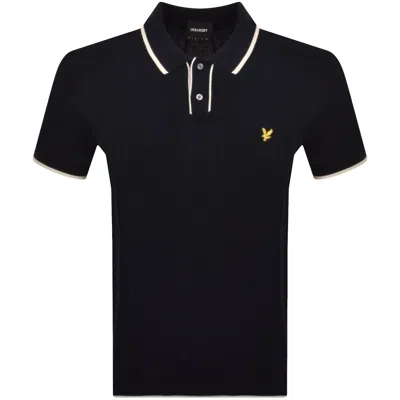 Lyle & Scott Lyle And Scott Tipped Knitted Polo T Shirt Navy In Black
