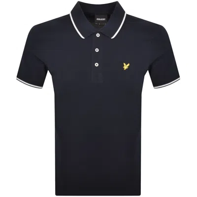 Lyle & Scott Lyle And Scott Tipped Polo T Shirt Navy In W403 Dark Navy/ White