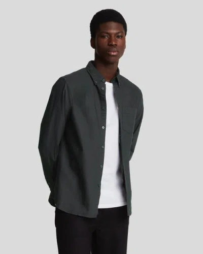 Lyle & Scott Tonal Eagle Plain Oxford Shirt In Gray