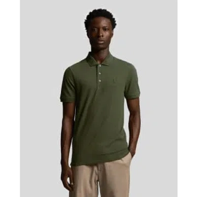 Lyle & Scott Tonal Eagle Polo Shirt In Olive In Green
