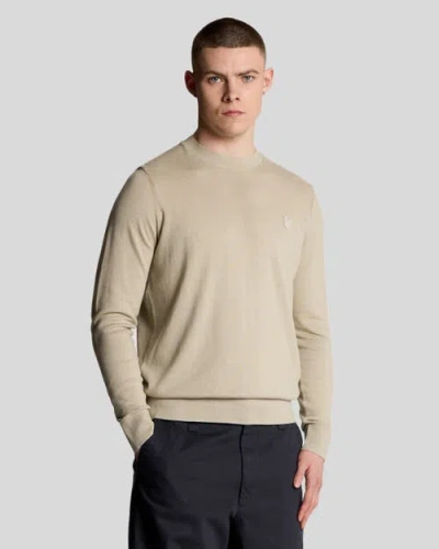 Lyle & Scott Tonal Superfine Crew Neck Sweater In Neutral