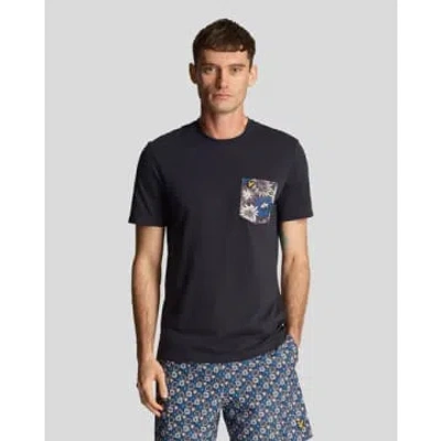 Lyle & Scott Lyle &amp; Scott Floral Print Mens Pocket T-shirt In Z271 Dark Navy