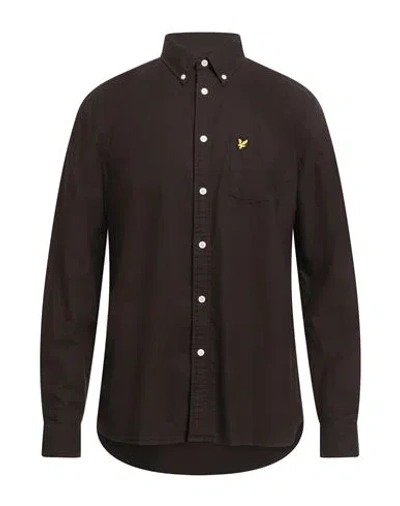Lyle & Scott Vintage Man Shirt Chocolate Brown Size M Cotton