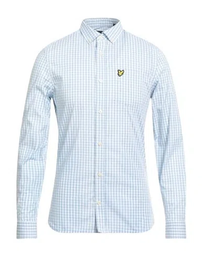 Lyle & Scott Vintage Man Shirt Sky Blue Size S Cotton, Elastane In White