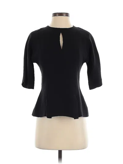 Pre-owned Lyn Devon Short Sleeve Top Black Keyhole Neckline Tops