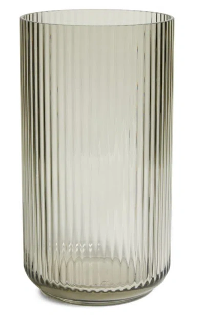 Lyngby Porcelaen 15-inch Fluted Vase In Smoke